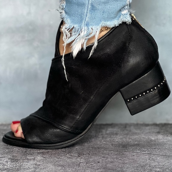 Soft leather comfortable shoes booties peep toe boot - Picture 2 of 15